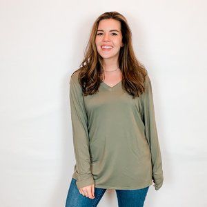Olive Green Long-Sleeve Top Large